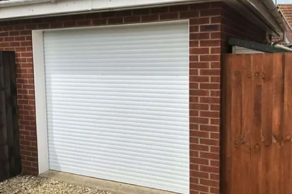 White electric roller garage door fitted in Chelmsford