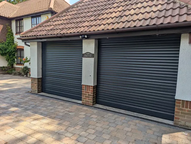 77mm heavy-duty roller garage door in anthracite grey installed in Basildon