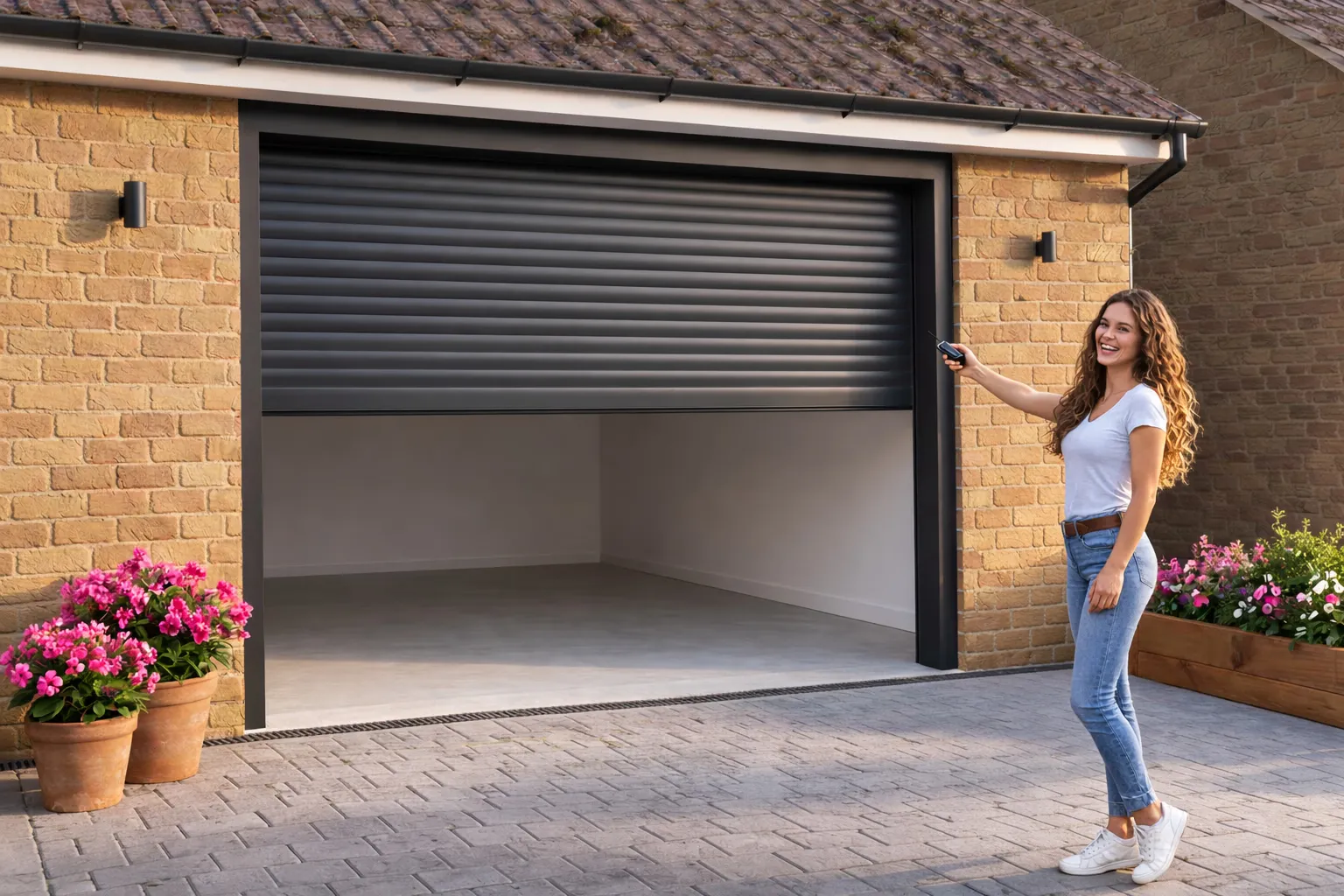 Rollrite engineer fitting an insulated roller garage door